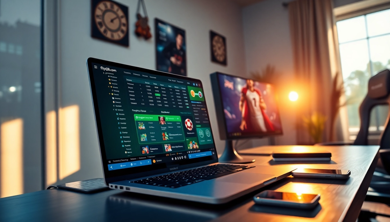 Engaging online betting scene showcasing fly88.com with modern user interface.