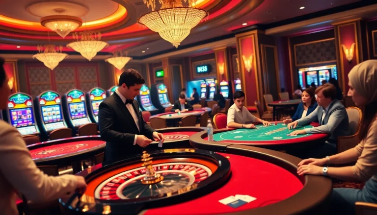 Experience high-stakes action at Bk33 casino with vibrant gaming tables and players.