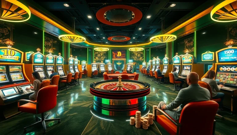 Vivez l'excitation des casinos Bitcoin avec des joueurs profitant de jeux à hautes mises et d'une ambiance dynamique.