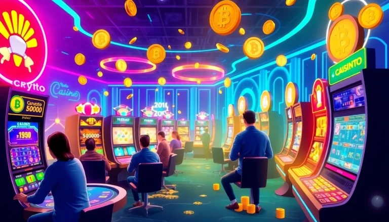 Mise en avant des meilleurs casino crypto dans un cadre lumineux et dynamique, ensemble de jeux attrayants.