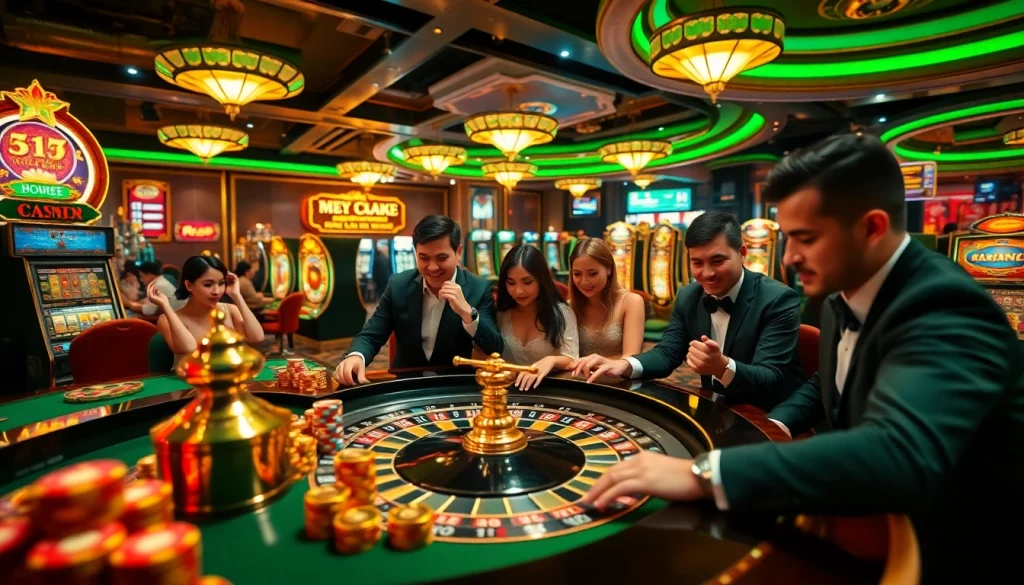 Experience the thrill of Trang chủ Luck8 with vibrant casino games and players enjoying their bets.